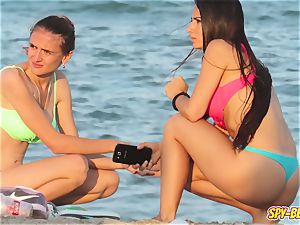 voyeur Beach super-hot Blue bathing suit panty unexperienced teen movie