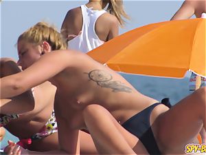 hot bathing suit teens panty stripped to the waist hidden cam Spy Beach